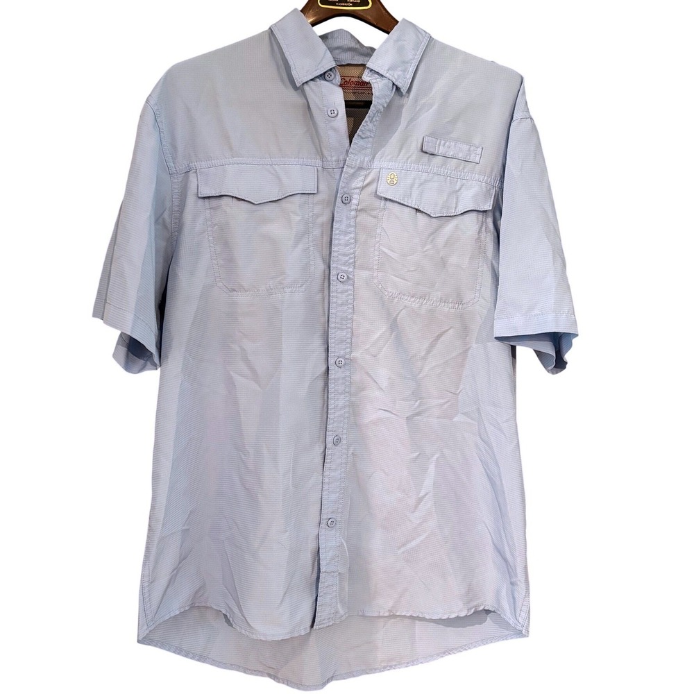 Coleman Mens Large Blue Short Sleeve Fishing Hiking Shirt Gorpcore VTCSSA2158
